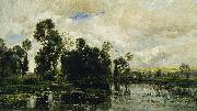 Charles Francois Daubigny The Edge of the Pond oil painting reproduction